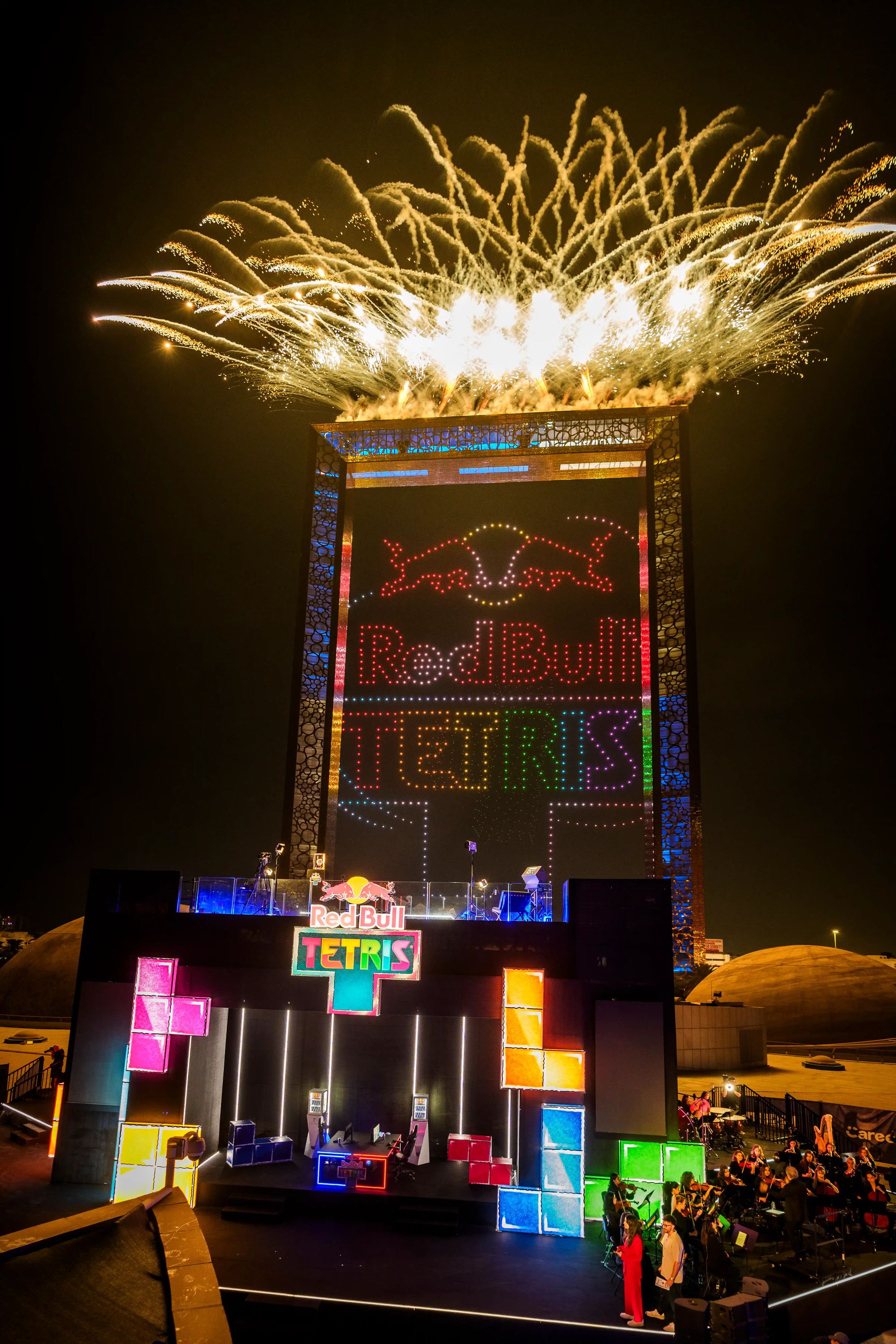 <p>The Red Bull Tetris show featured live music, special guests and 4,000 drones in all</p>