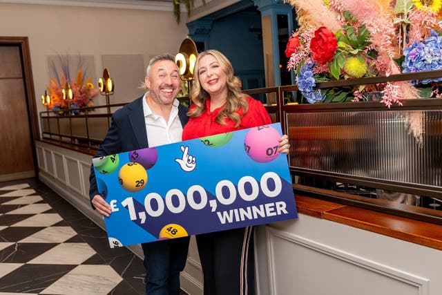 <p>Richard Davies, 49, and Faye Stevenson-Davies, 43, from Brecon, who have defied the odds with a second £1m National Lottery win</p>