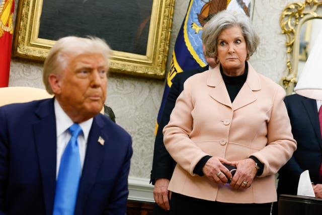 <p>Donald Trump with White House chief of staff Susie Wiles</p>