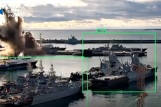 Moment Ukrainian forces hit $400m Russian submarine using underwater drones for first time