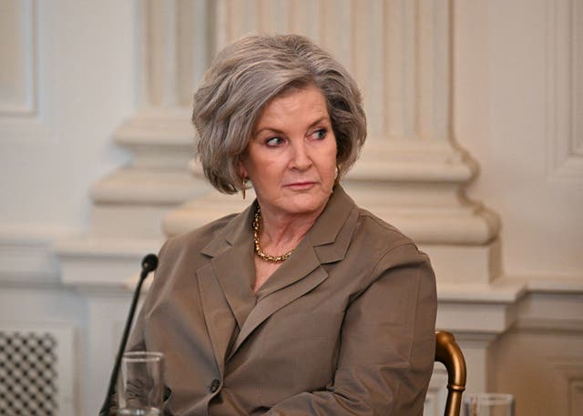 <p>White House Chief of Staff Susie Wiles attends a roundtable about Antifa in the State Dining Room of the White House in Washington, DC, on October 8, 2025</p>