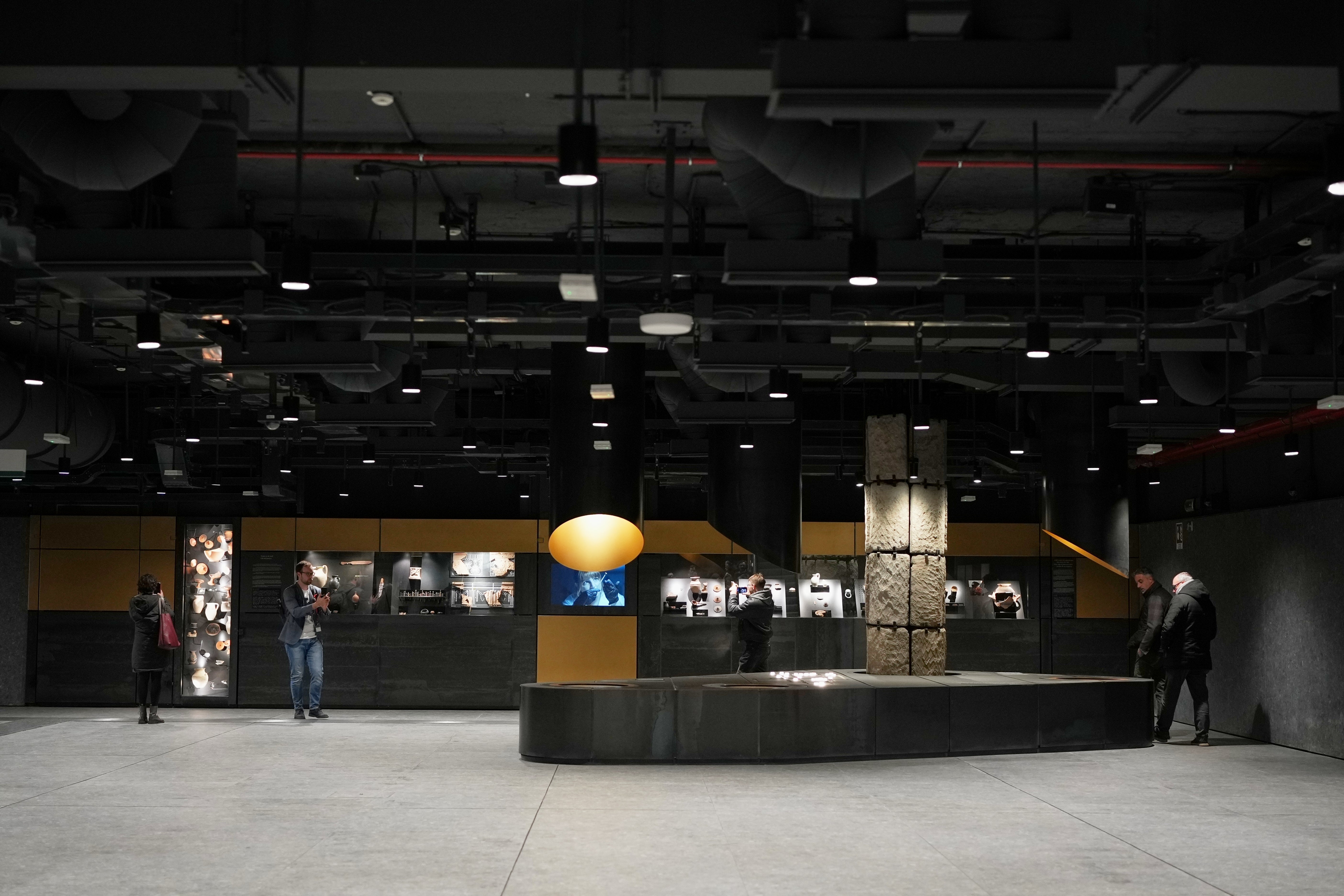 Ancient Roman finds backing to the 2nd century BC are on display in the 'Colosseo' new subway station, designed as a museum to showcase the archaeological finds uncovered during its construction, in Rome, Tuesday, Dec. 16, 2025