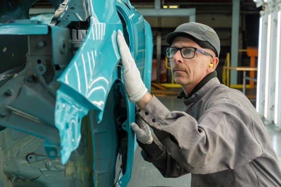 The Nissan Leaf comes in teal blue