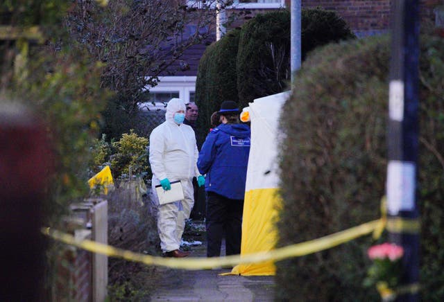 <p>Forensic experts at a property in Lime Close on Tuesday</p>