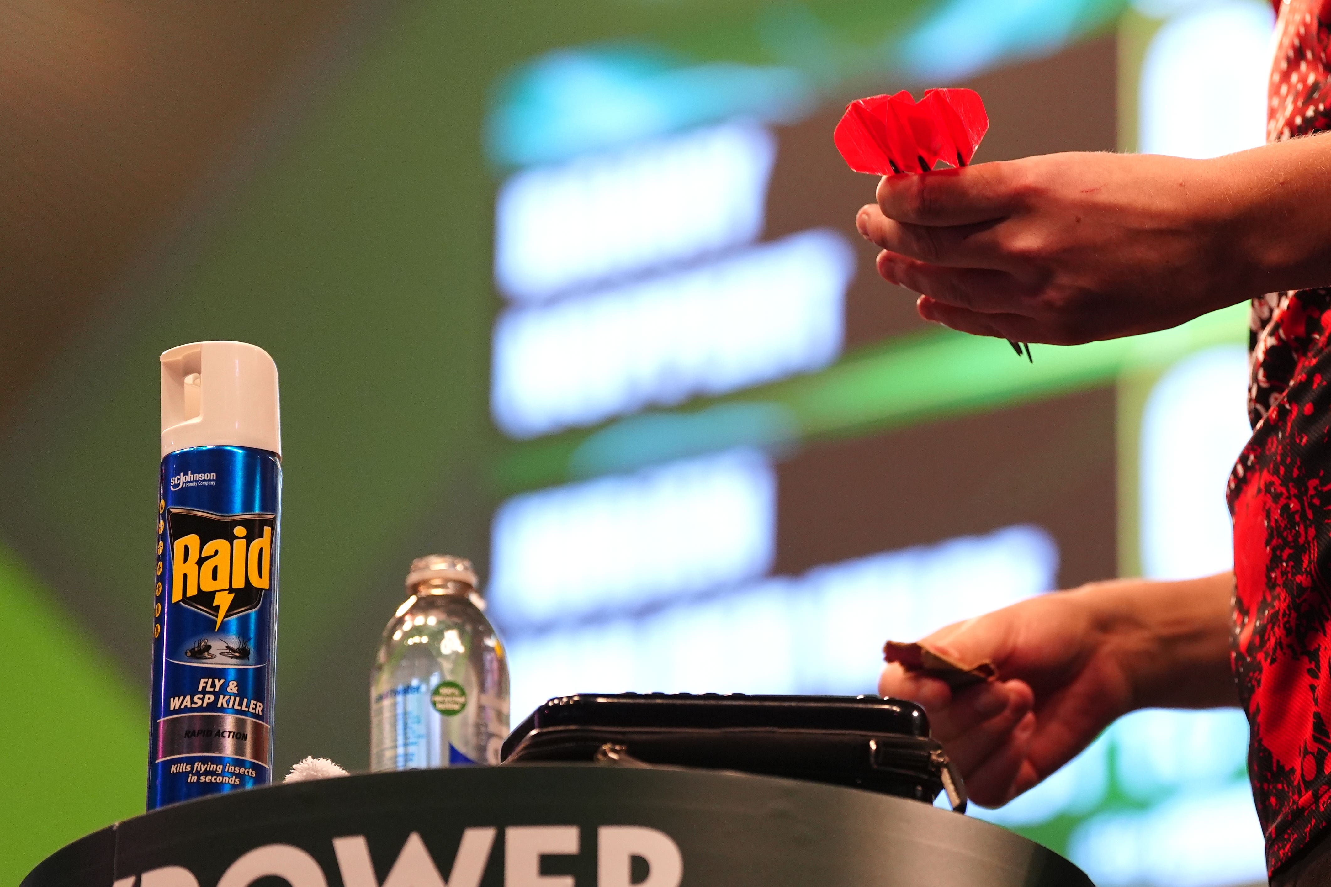 Jurjen van der Velde took precautions against the ‘Ally Pally wasp’ (Bradley Collyer/PA)