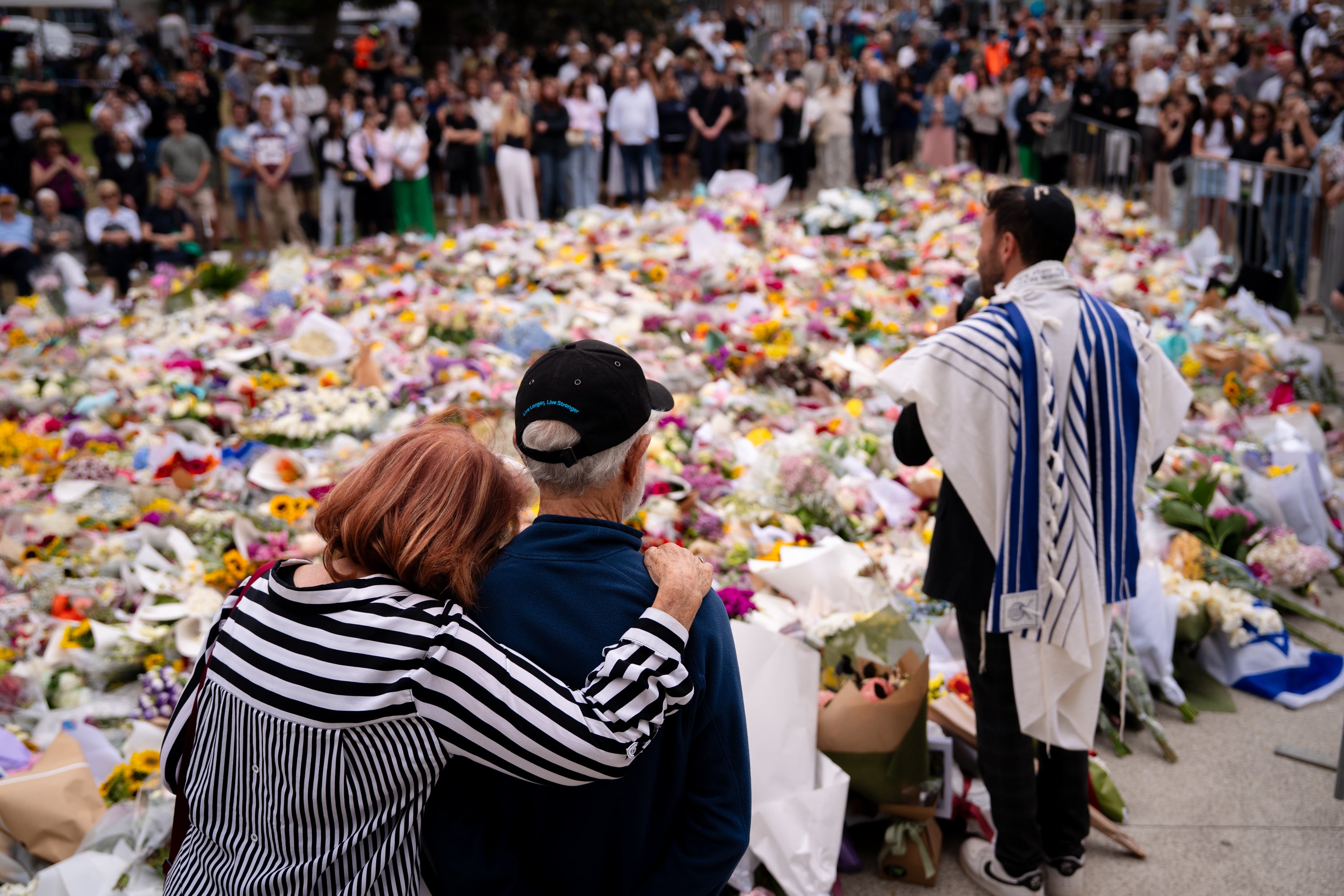<p>A memorial at Bondi Beach</p>