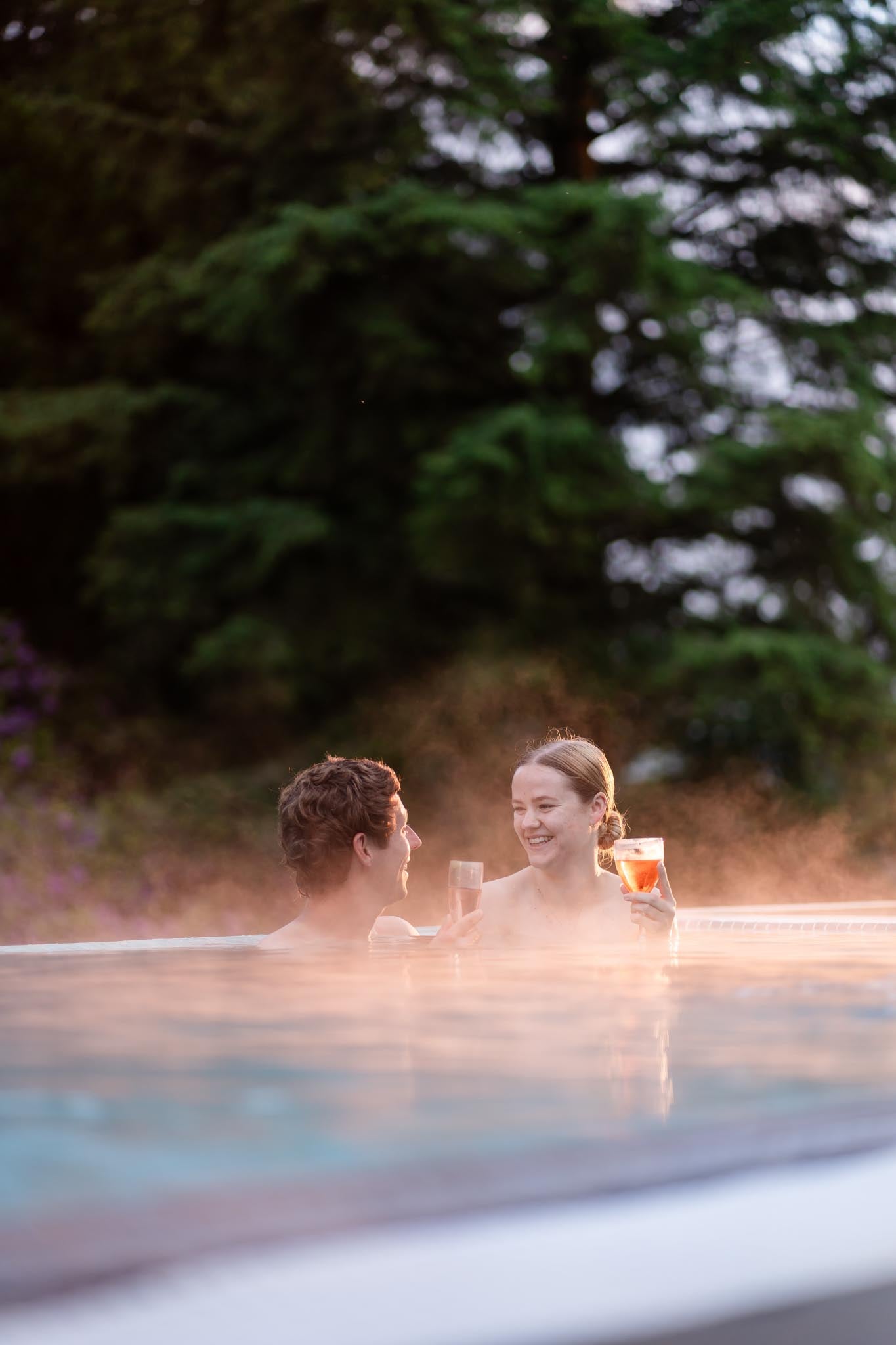 The outdoor heated hydrotherapy pool