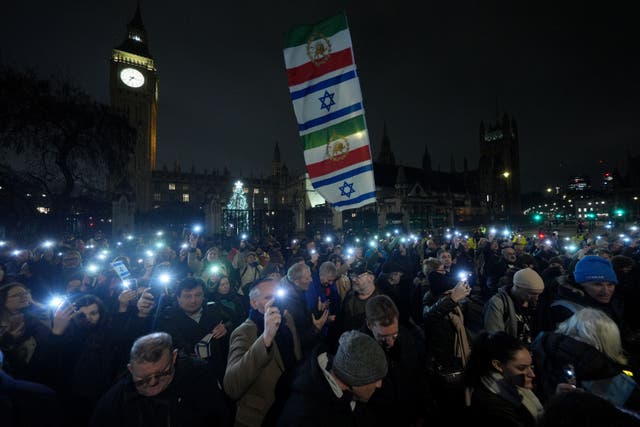 People attend a Campaign Against Antisemitism and Chabad UK event in Westminster (Yui Mok/PA)