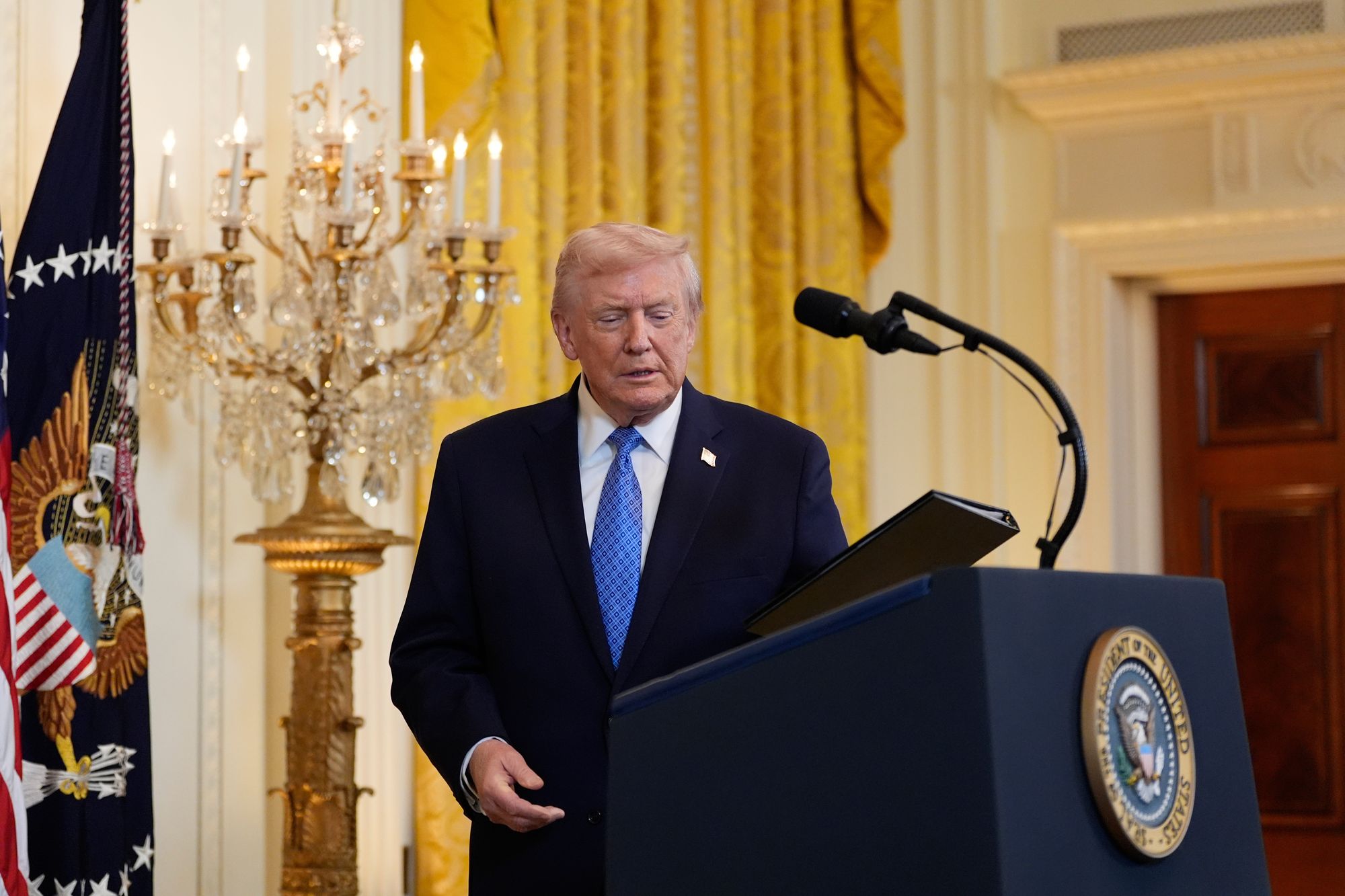 <p>President Donald Trump opened the White House Hanukkah celebration by sending ’love and prayers’ to the people of Australia</p>
