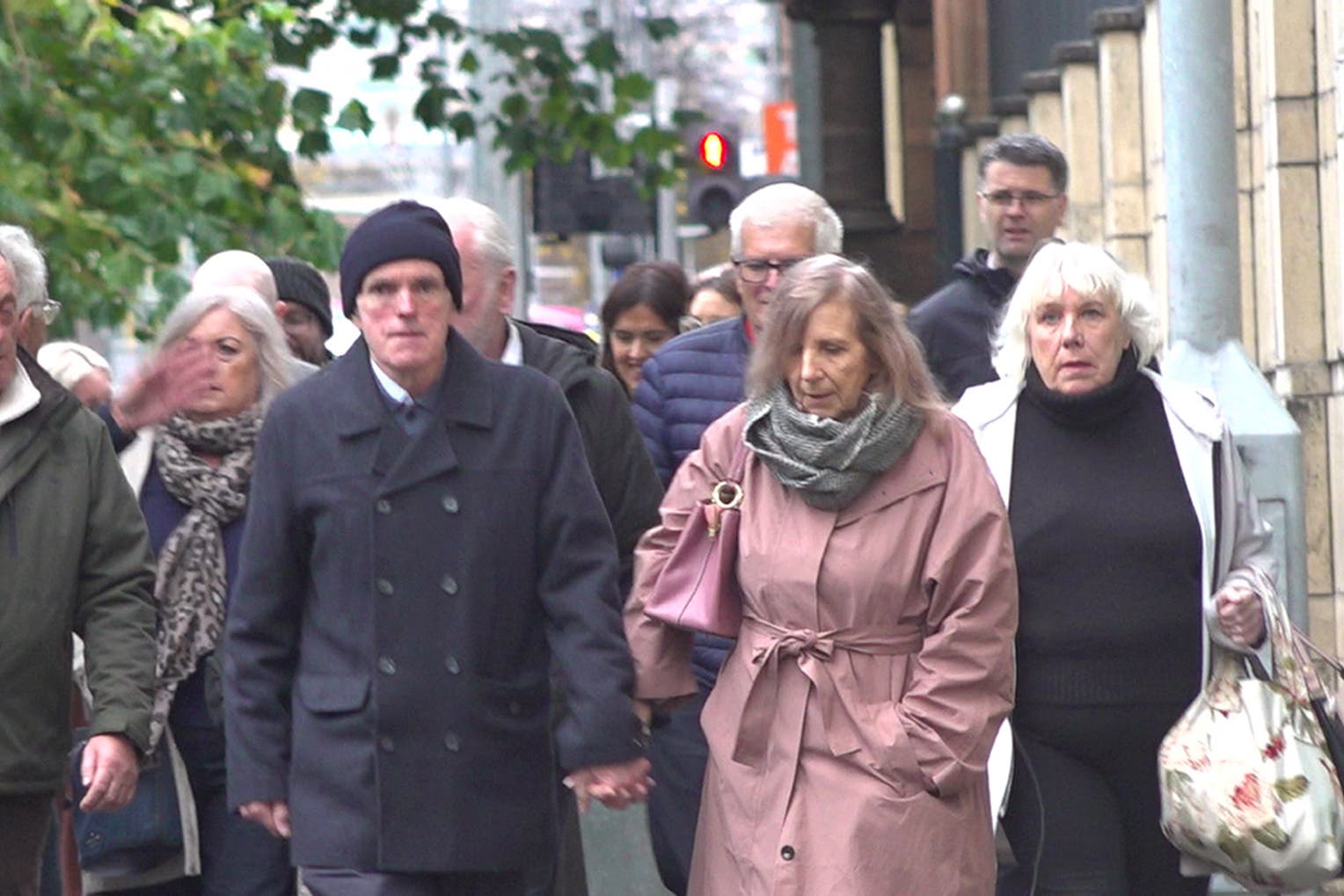 The family of Natalie McNally and supporters outside Belfast Crown Court (PA)
