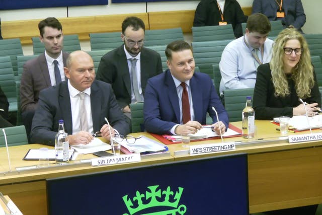Sir Jim Mackey, left, and Health Secretary Wes Streeting appeared before the Health and Social Care Committee on Wednesday (House of Commons/UK Parliament/PA)