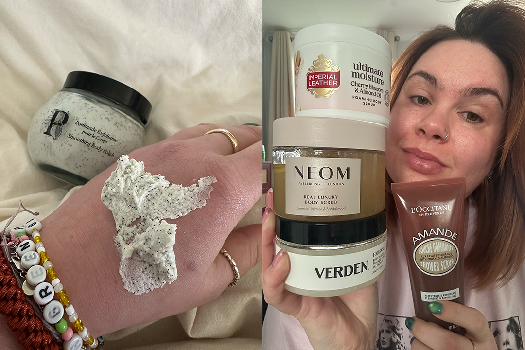 The scrubs were tested on dry, rougher skin on the elbows and knees