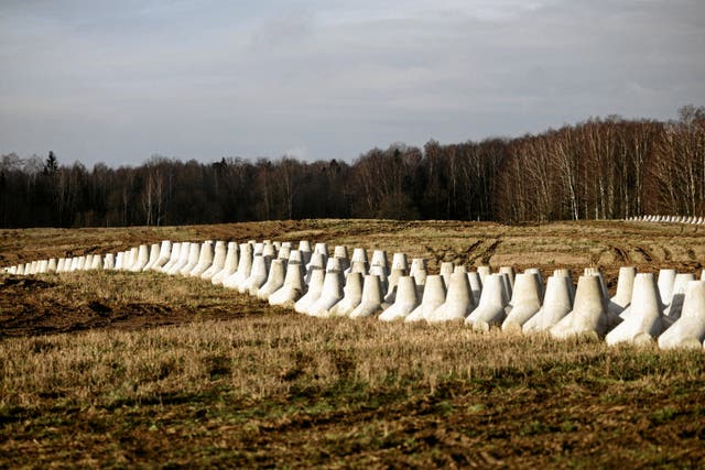 <p> A general view of a first part of a system dubbed East Shield, the construction of military fortifications along the eastern frontier of Poland, in Dabrowka</p>