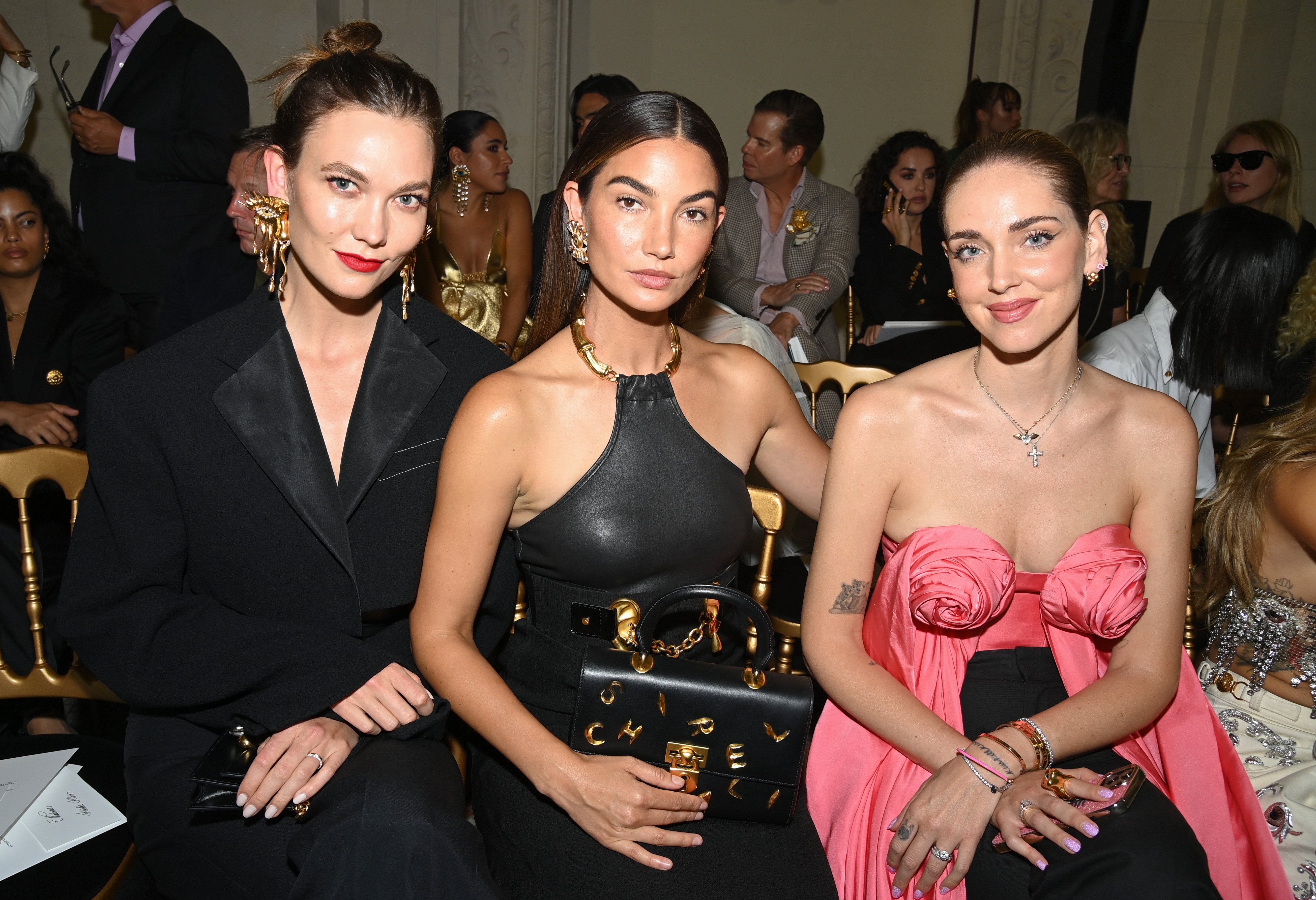 From left to right: Karlie Kloss, Lily Aldridge and Ferragni at Paris Fashion Week in 2022 (Photo by Pascal Le Segretain/Getty Images)