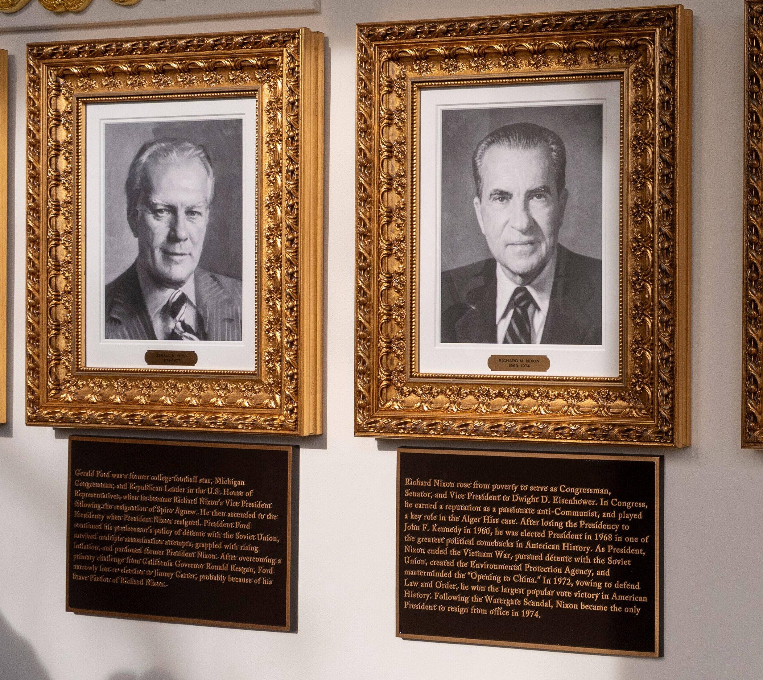On the ‘Presidential Wall of Fame,’ the White House offered praise of Nixon and called Ford's pardon 'brave'