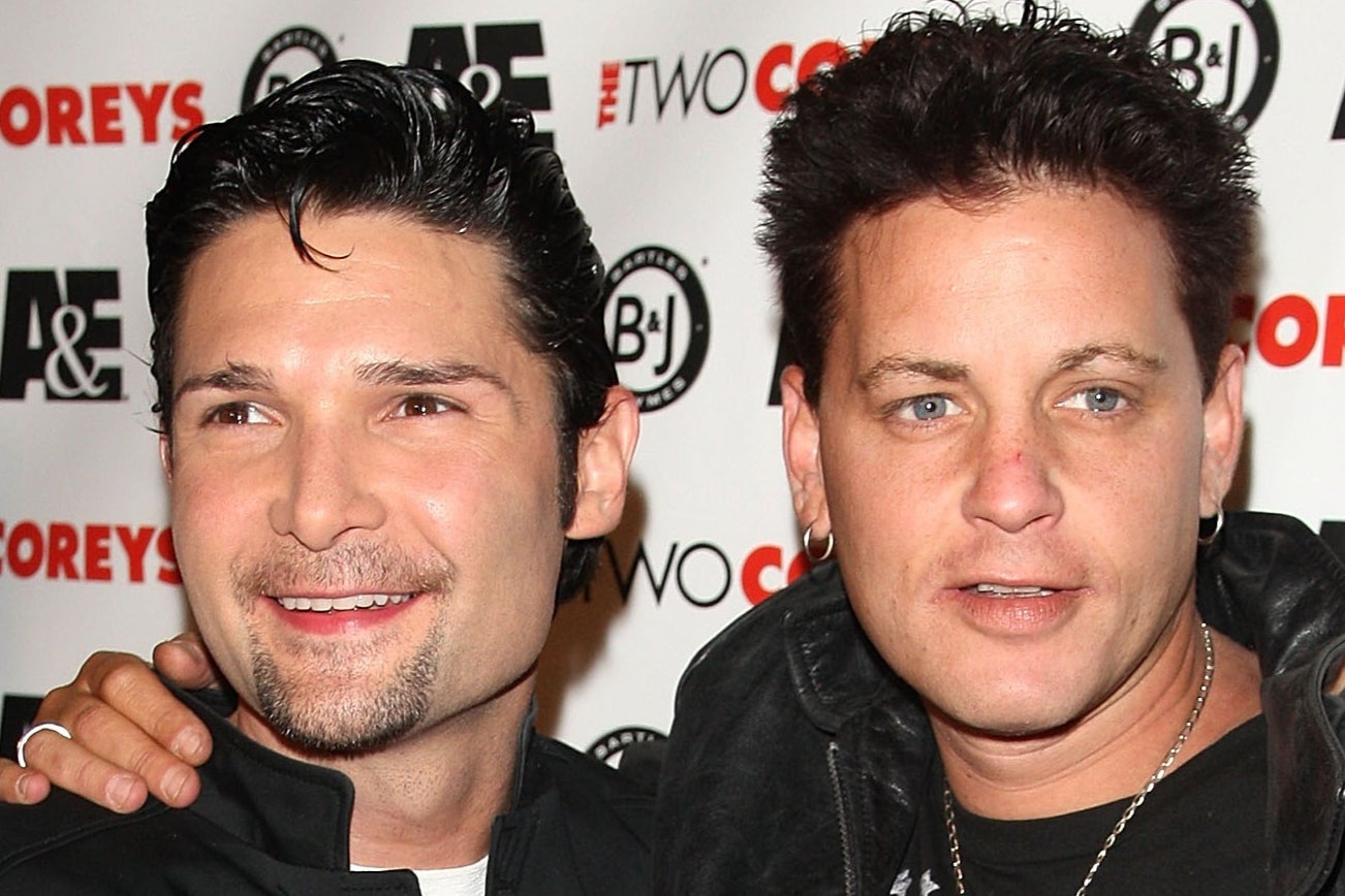<p>Corey Feldman and Corey Haim attending the premiere of their reality show 'The Two Coreys' in Hollywood in 2007</p>