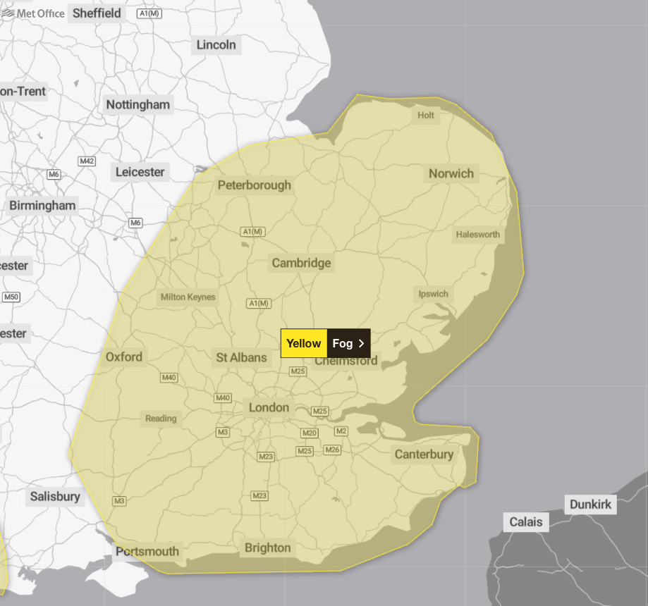 Forecasters said fog could disrupt flights on Wednesday