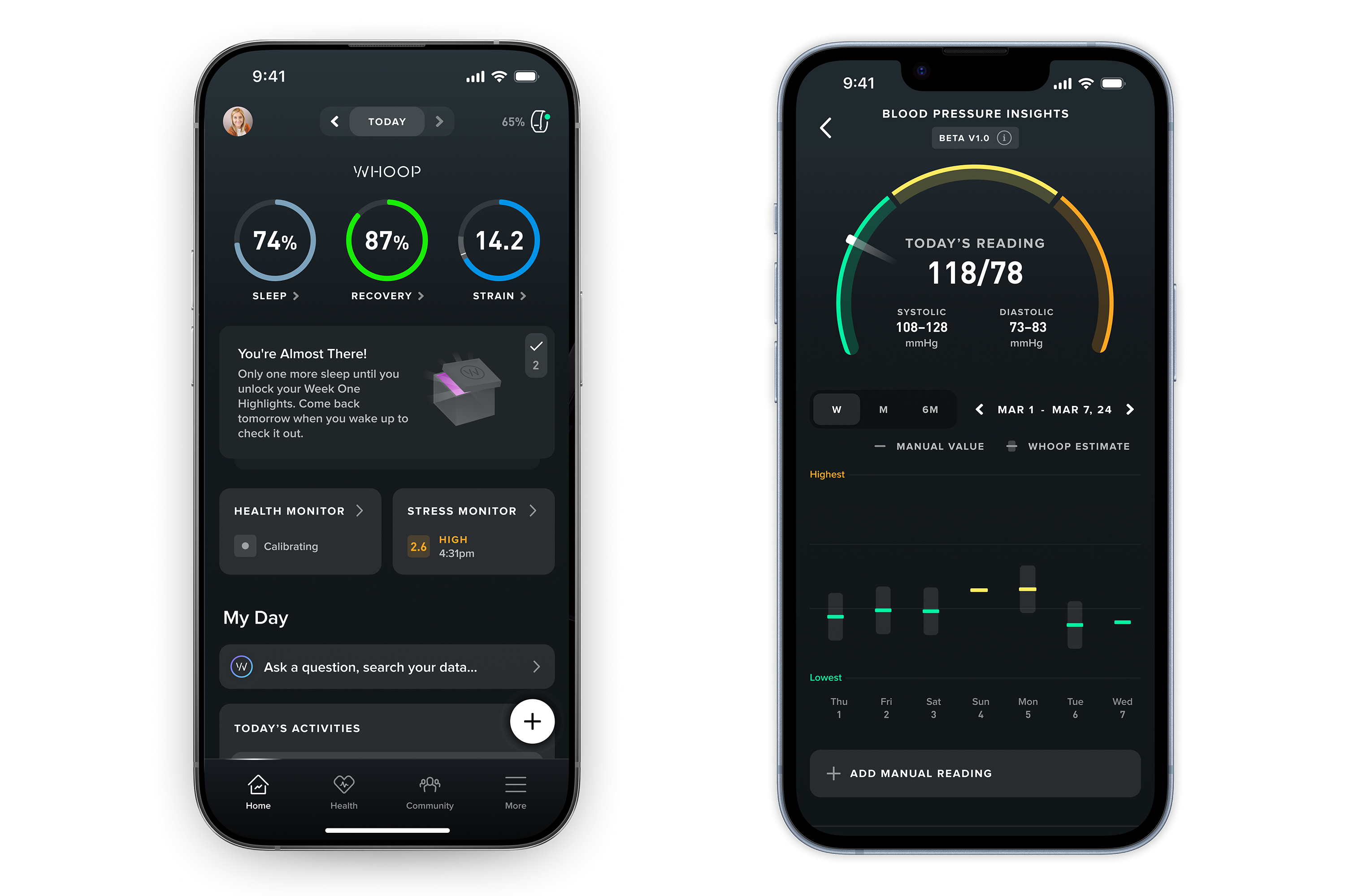 The Whoop interface is easy to use