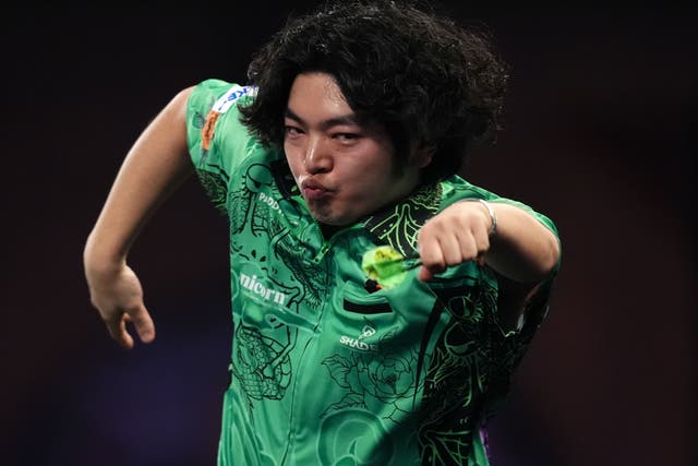 Motomu Sakai delighted the Alexandra Palace crowd (John Walton/PA)
