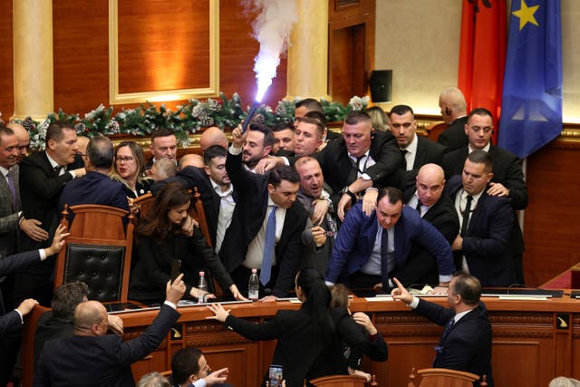 Albania Parliament Scuffle