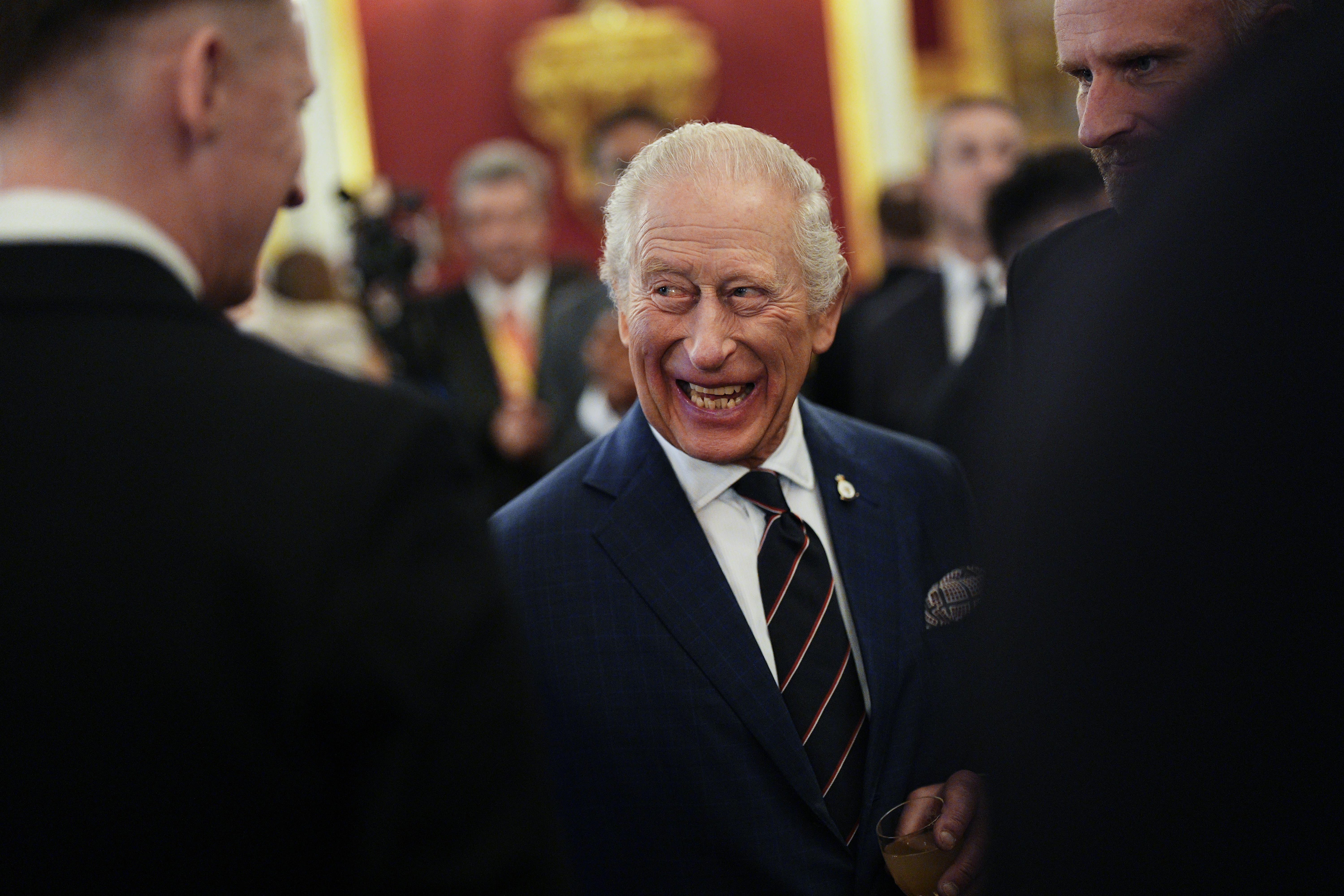 Charles and Camilla met those who were on board HMS Prince of Wales as part of its Indo-Pacific deployment this year (Aaron Chown/PA)