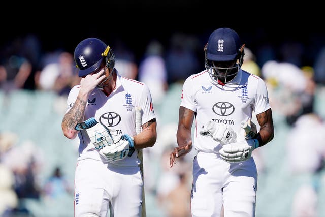 <p>Ben Stokes (left) and Jofra Archer (right) walk off the field at the end of play on day two of the third Ashes Test</p>