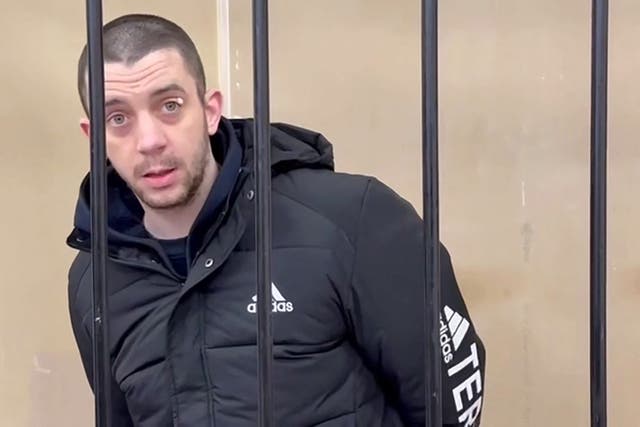 <p>Hayden Davies, a British citizen accused of participating as a mercenary in an armed conflict, attends his verdict hearing at the supreme court in Donetsk, Russian-controlled Ukraine</p>