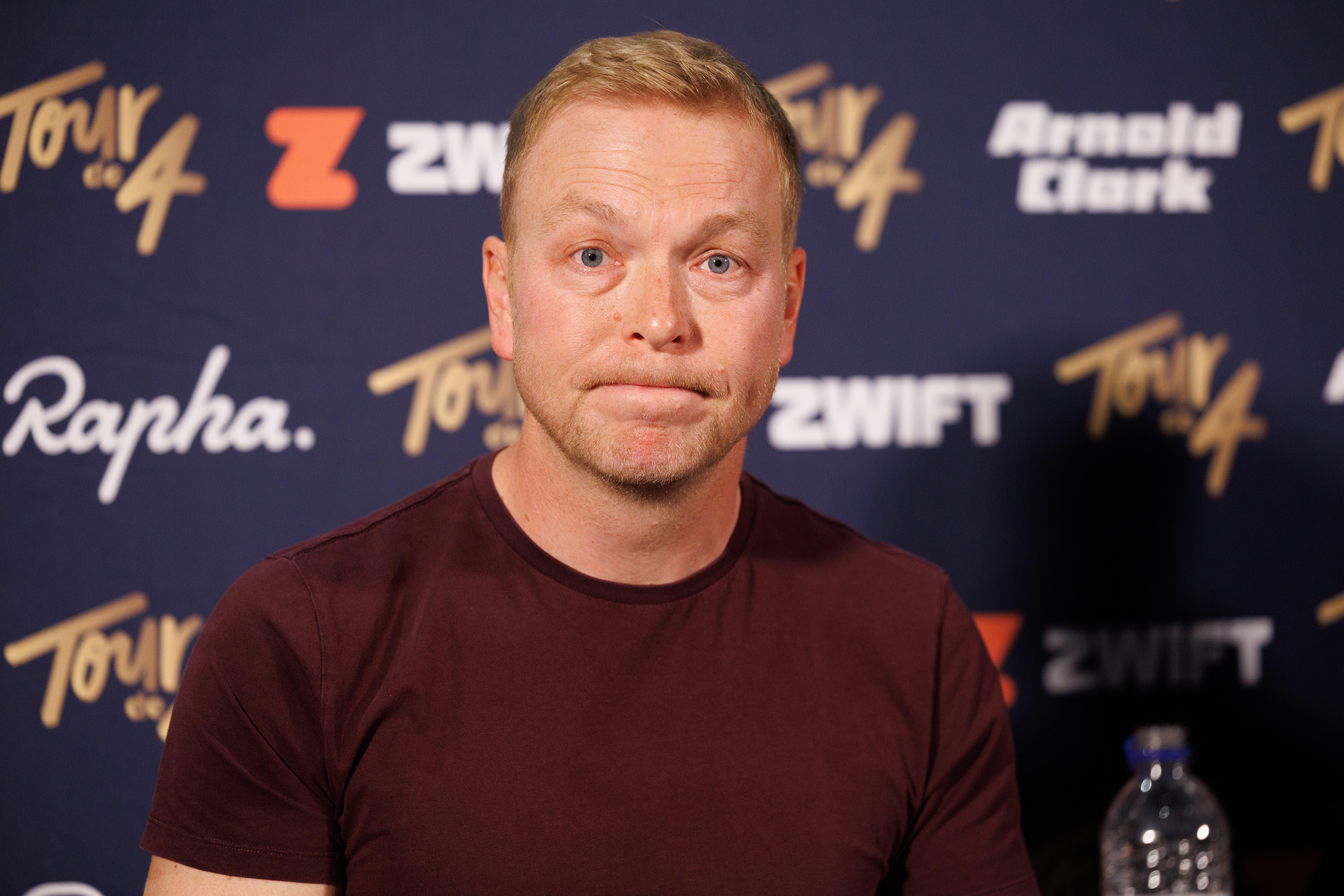 Sir Chris Hoy speaking to the press (Robert Perry/PA)