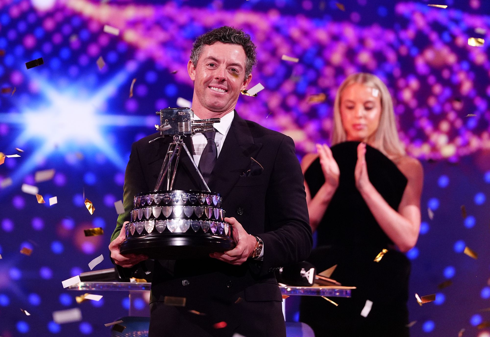 McIlroy receives the BBC Sports Personality of the Year 2025 award from last year’s winner Keely Hodgkinson