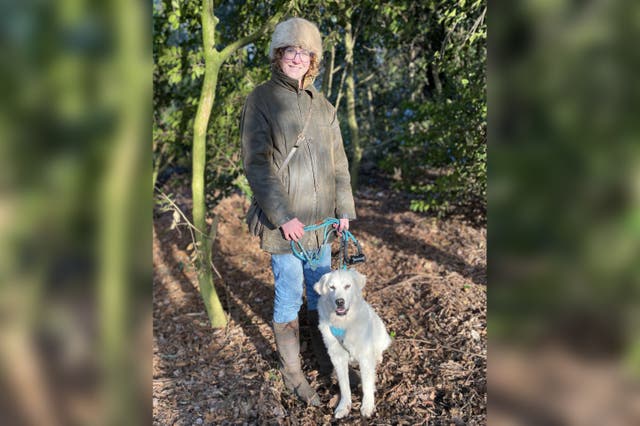 <p>Kat Brown and her dog Sybil, adopted from Serbia’s Forgotten Paws at Christmas in 2020</p>