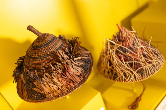 <p>Carved wooden vessels on display at the Africa Hub</p>