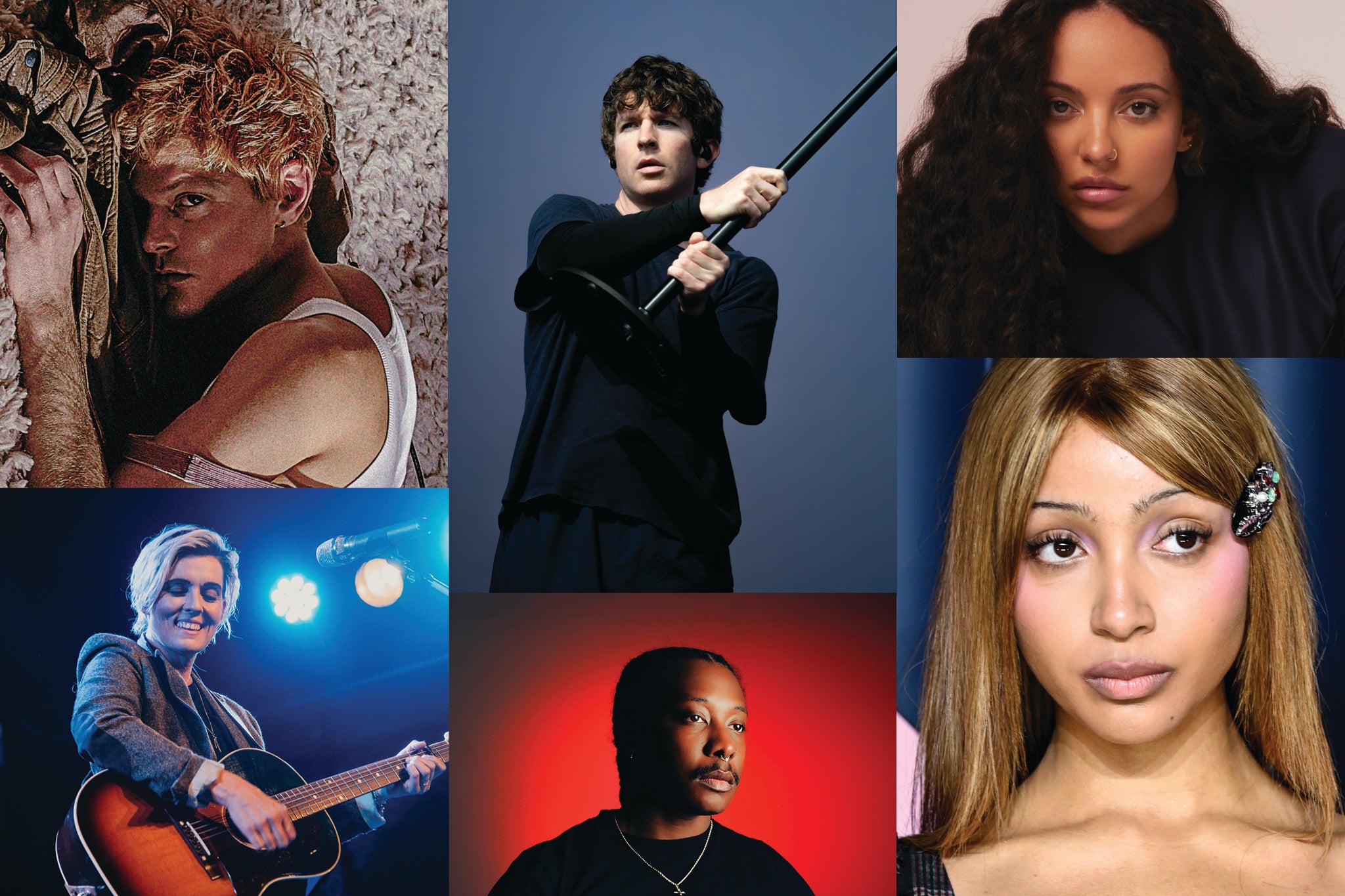 <p>Top of the pops: (L-R clockwise from bottom left) Brandi Carlile, Perfume Genius, Turnstile, JADE and PinkPantheress</p>