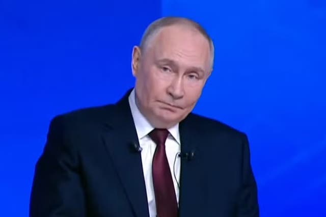 <p>Vladmir Putin during his address to Russia on Friday</p>