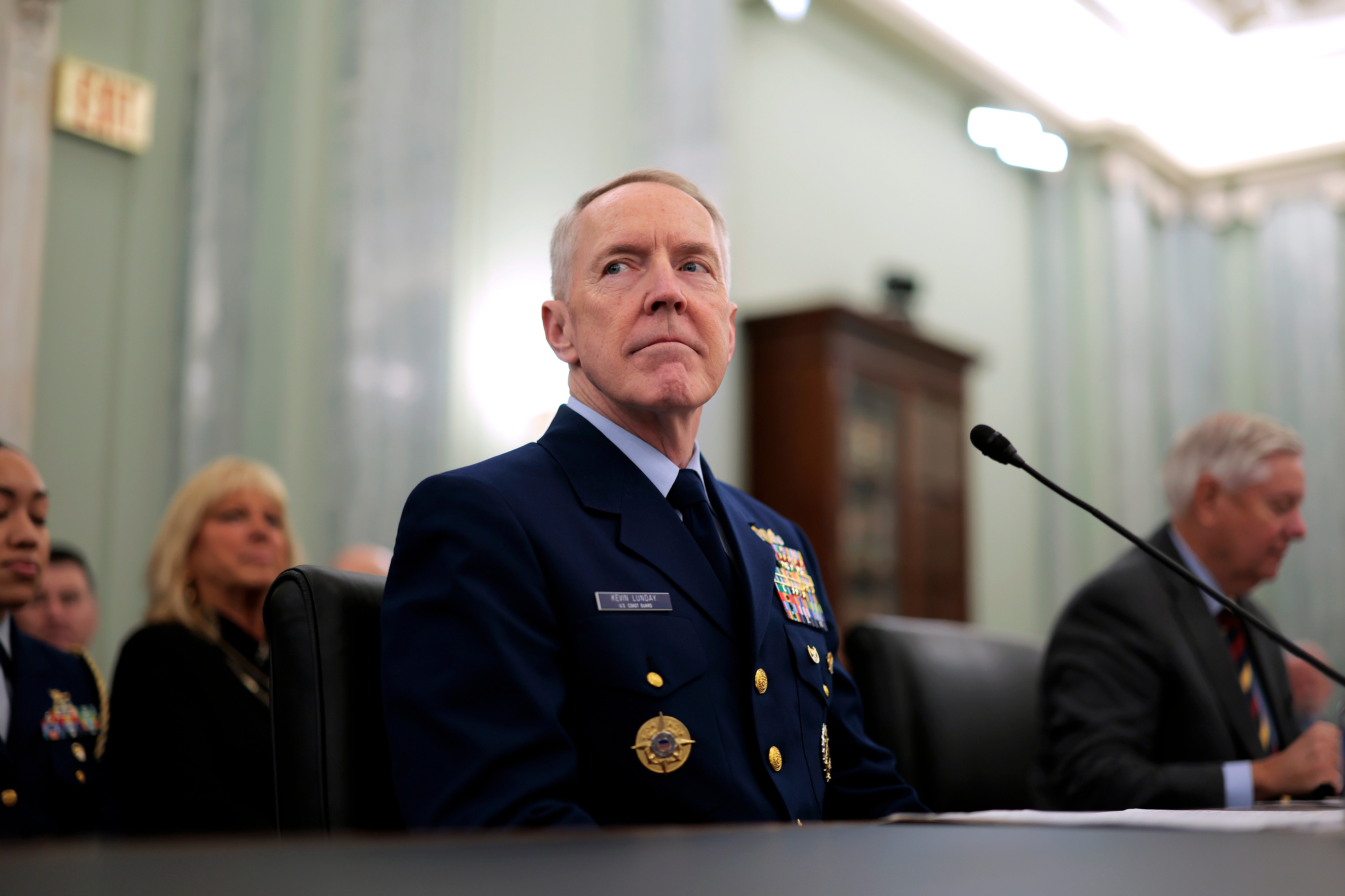 Democratic Sen. Jacky Rosen of Nevada said she was holding up the nomination of Adm. Kevin Lunday for Coast Guard commandant over the ordeal