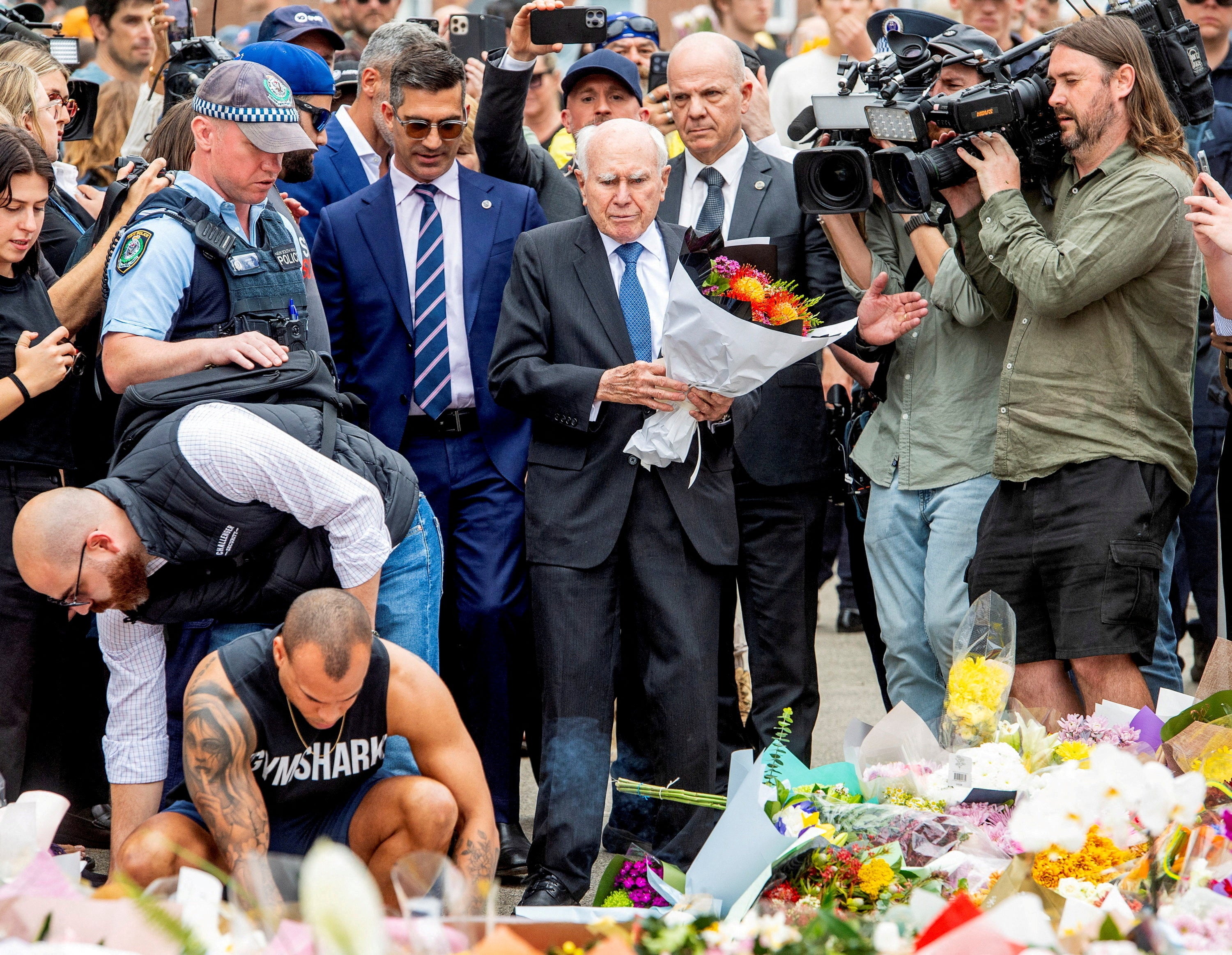 Memorial in honour to victims of a mass shooting at Bondi Beach, in Sydney