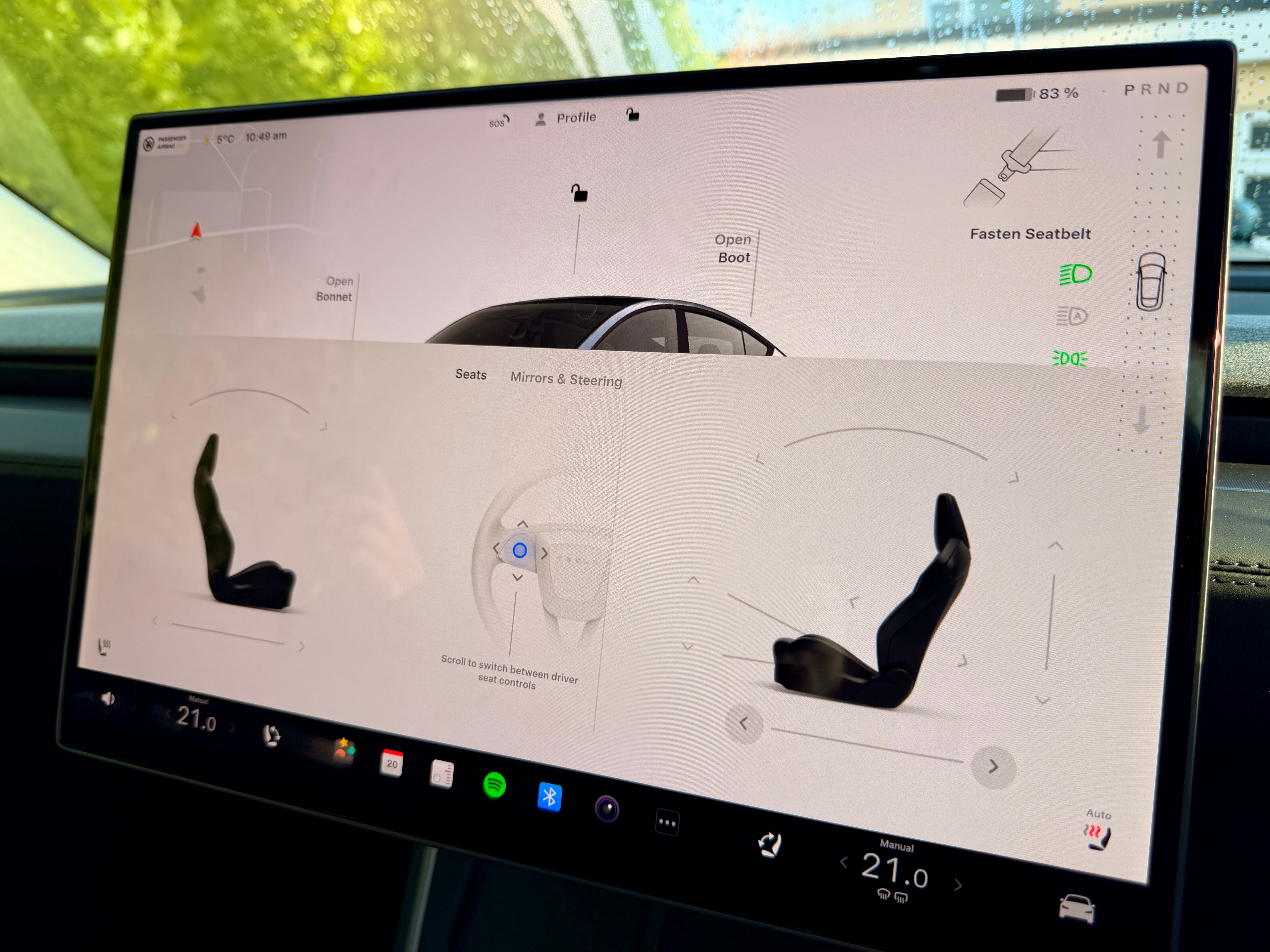 The Tesla Model Y Standard gets electric seats that are now controlled via the touchscreen