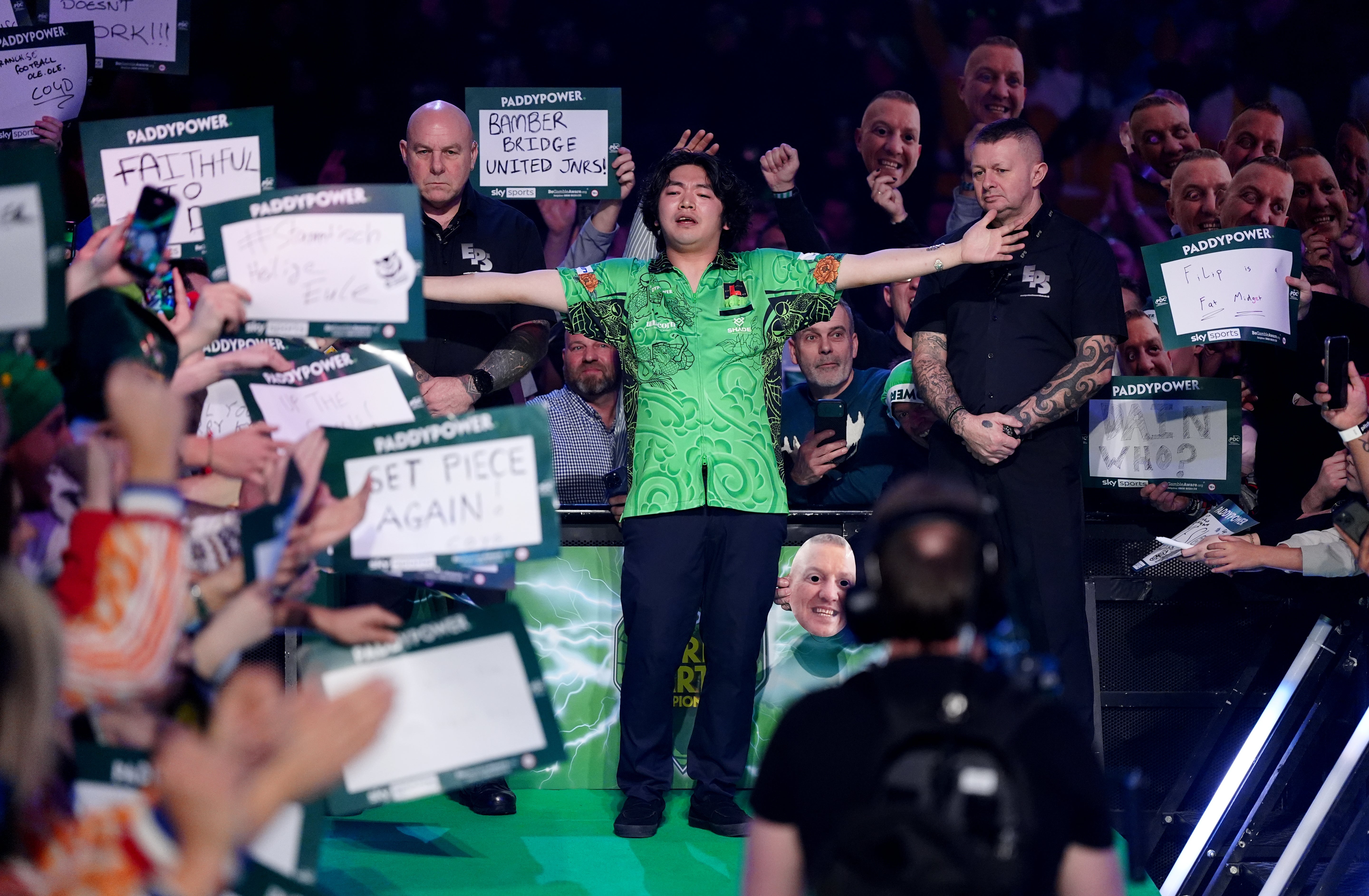 Japan’s Motomu Sakai has proved a huge crowd favourite with darts fans at Alexandra Palace (Bradley Collyer/PA)