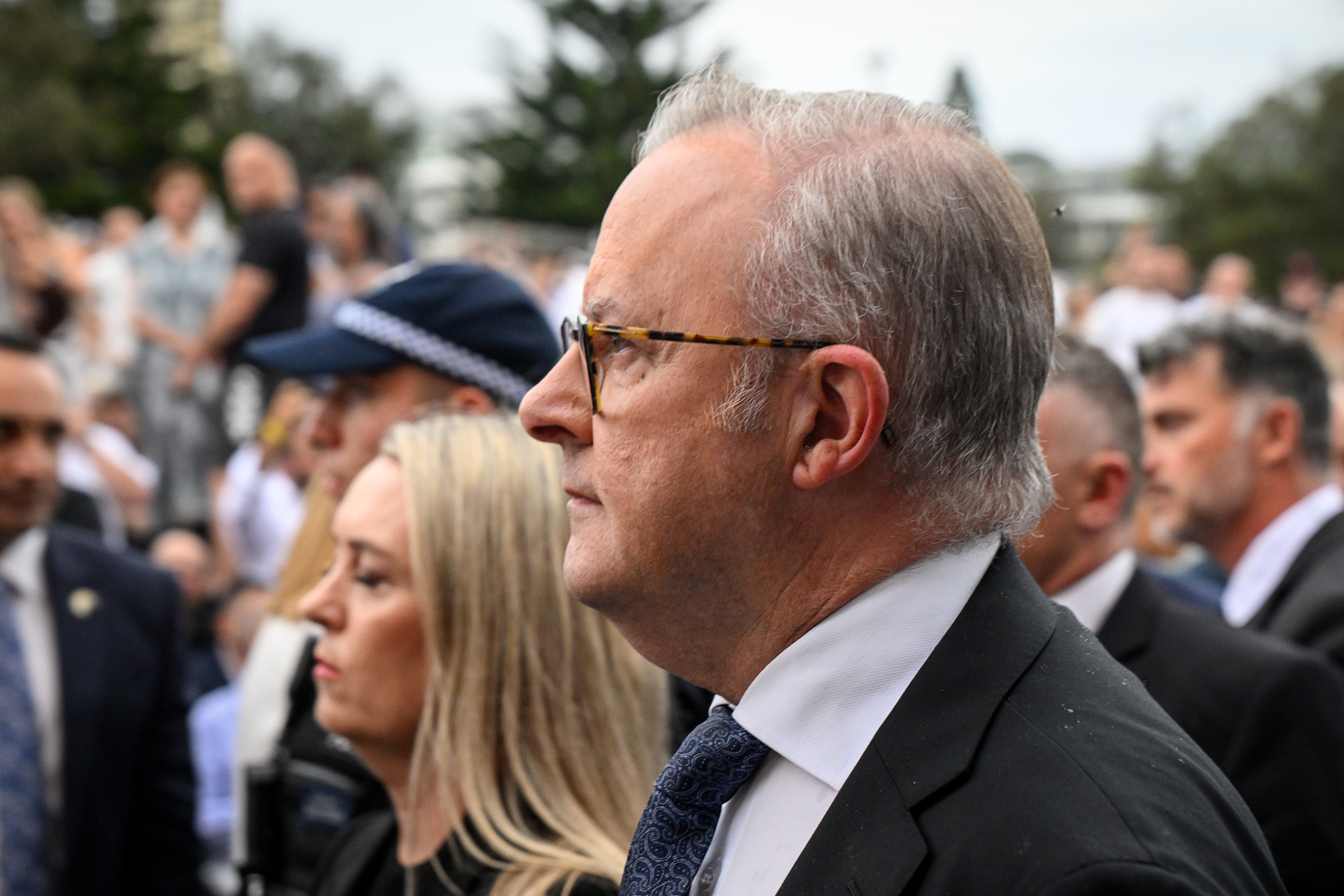 Anthony Albanese at the vigil on Sunday in Sydney