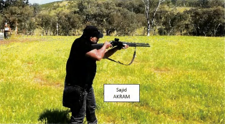 Screen grab taken from a video dated in October 2025 issued by NSW Courts and Tribunals showing Sajid Akram conducting firearms training in a countryside location, suspected to be in NSW
