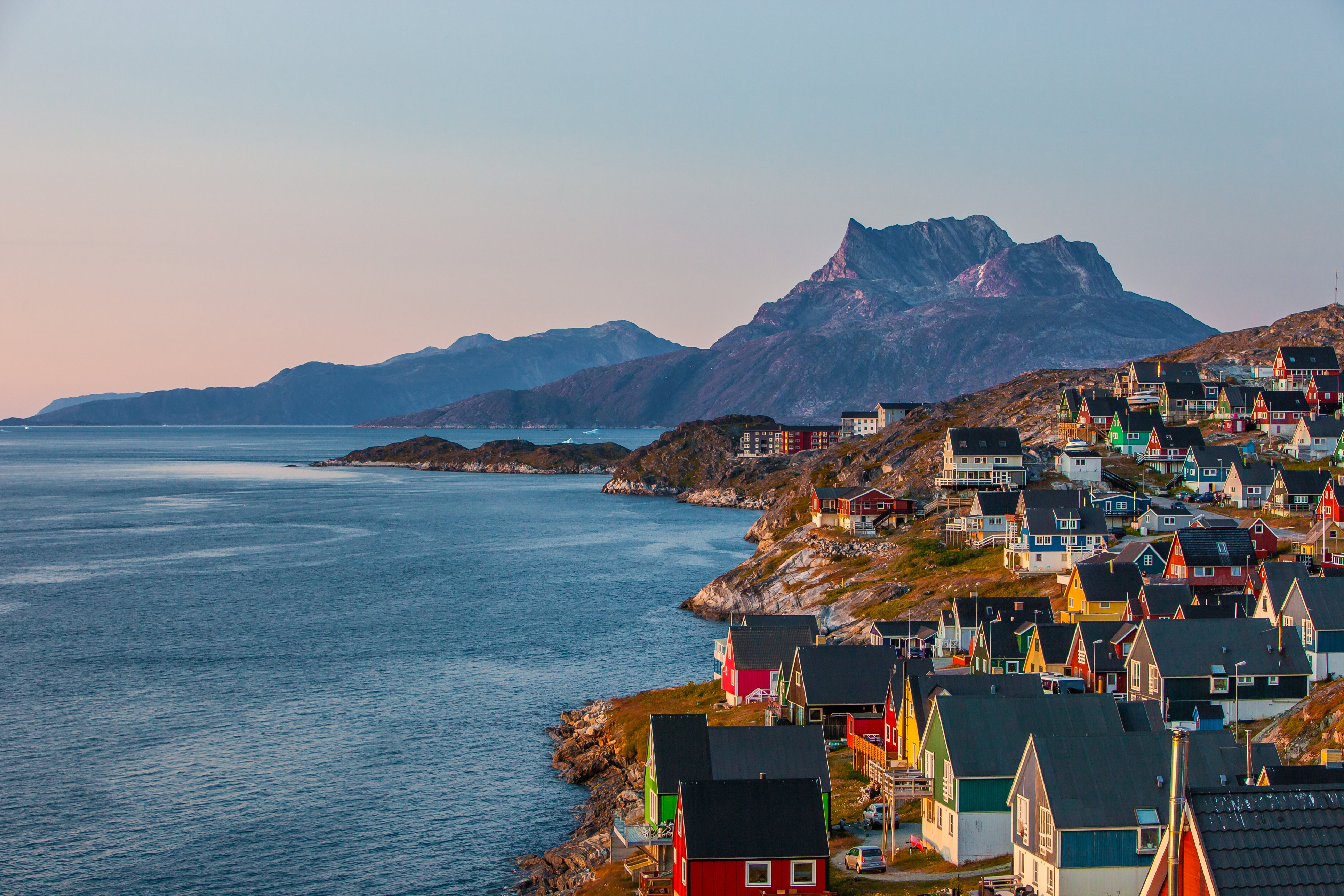 The coast of Nuuk with its colourful houses