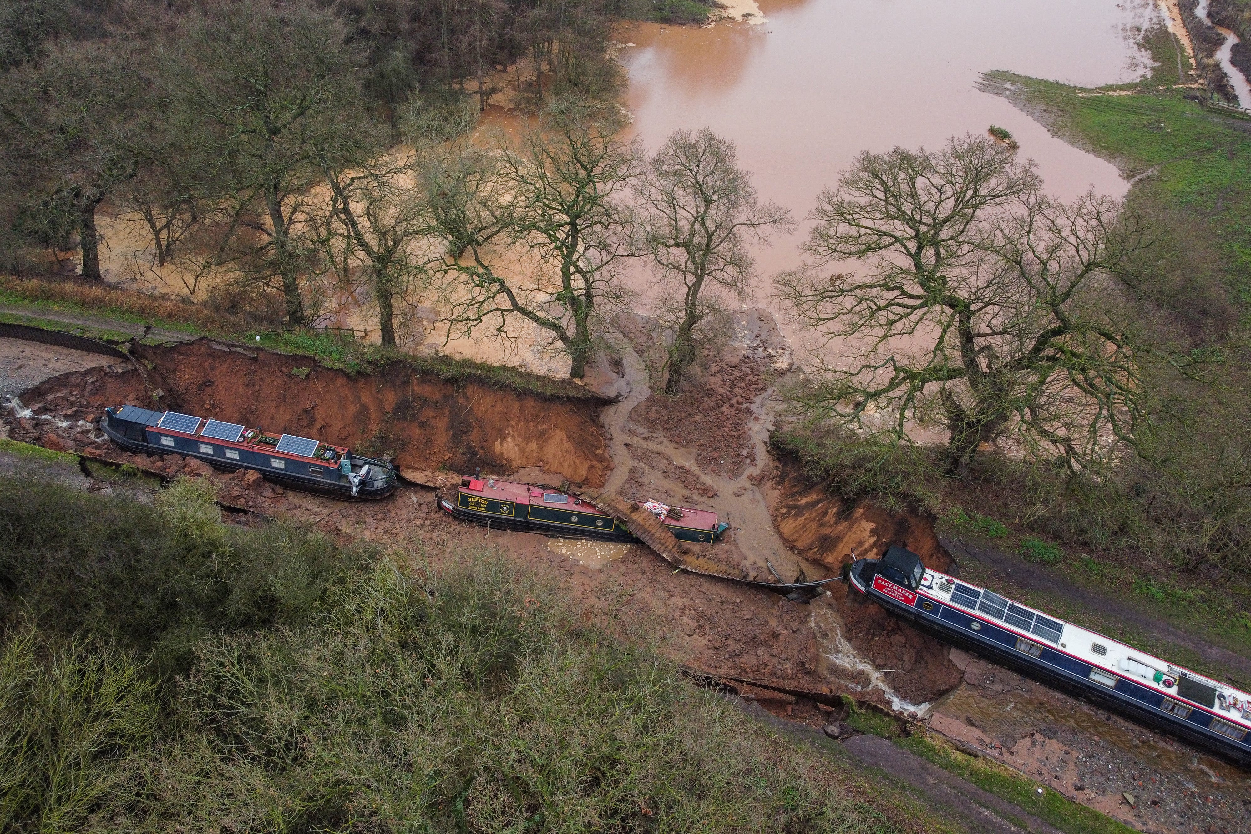The scene in Whitchurch in Shropshire where emergency services declared a major incident (Andy Kelvin/PA)