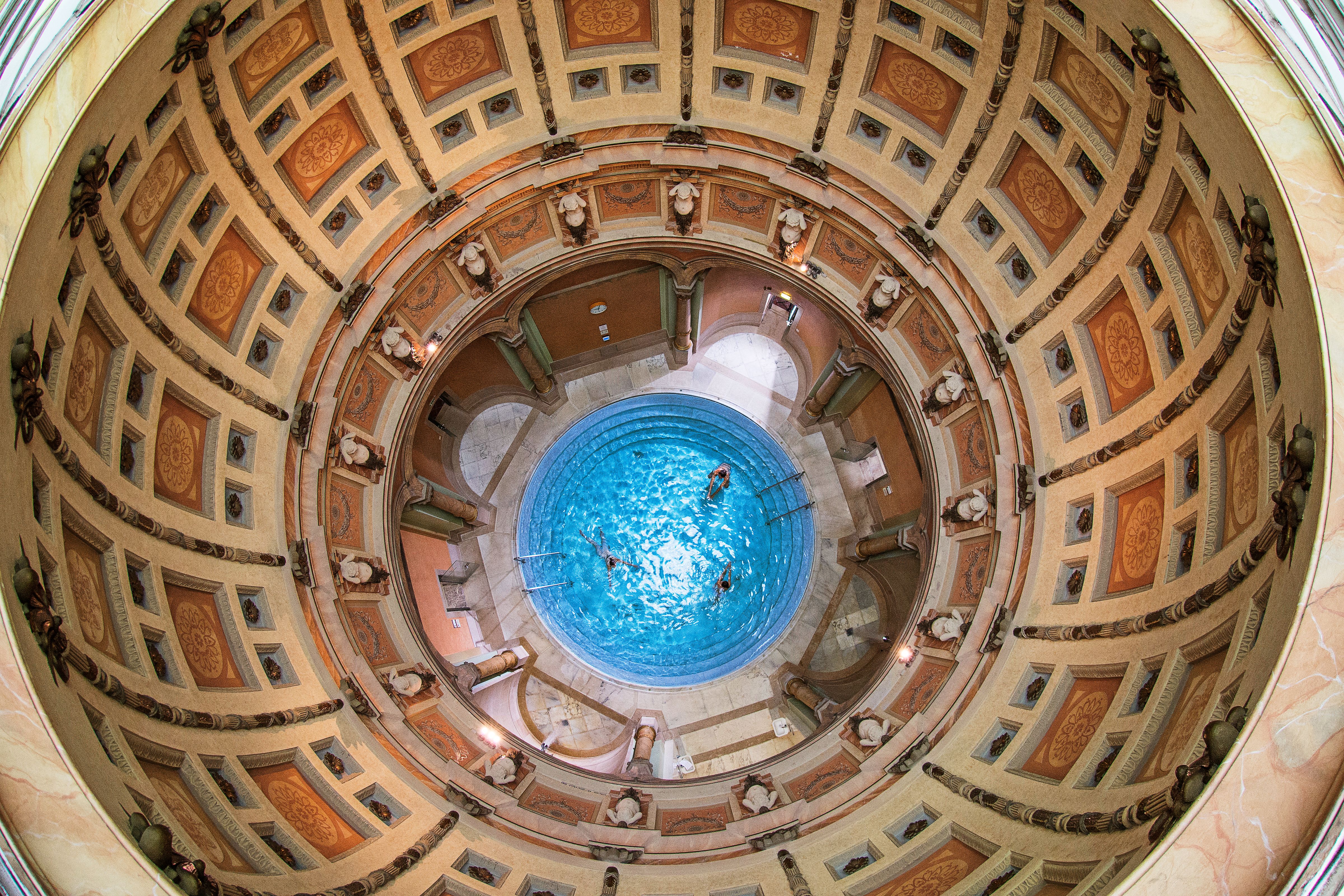 There are 12 thermal springs in Baden-Baden and two magnificent public baths, one of which is the Friedrichsbad, pictured