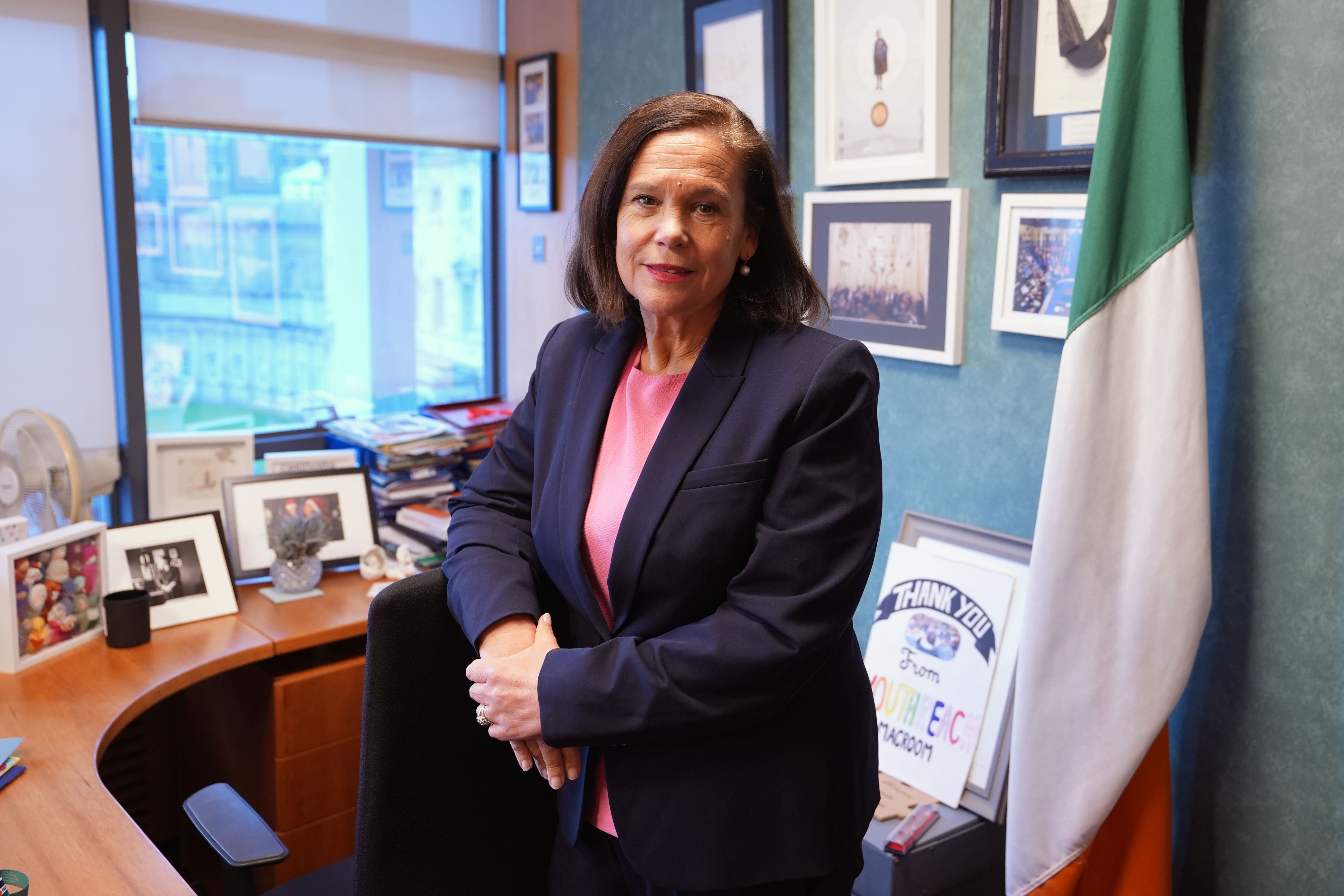 Sinn Fein Leader Mary Lou McDonald in her office in Leinster House (Niall Carson/PA)