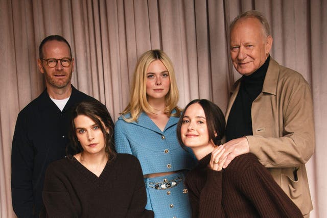 <p>‘Sentimental Value’ director Joachim Trier with his stars Inga Ibsdotter Lilleaas, Elle Fanning, Renate Reinsve and Stellan Skarsgård</p>