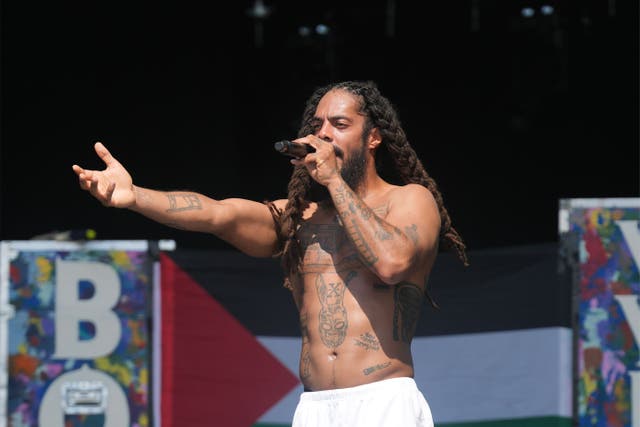 Bob Vylan performing on the West Holts Stage, during the Glastonbury Festival (Yui Mok/PA)