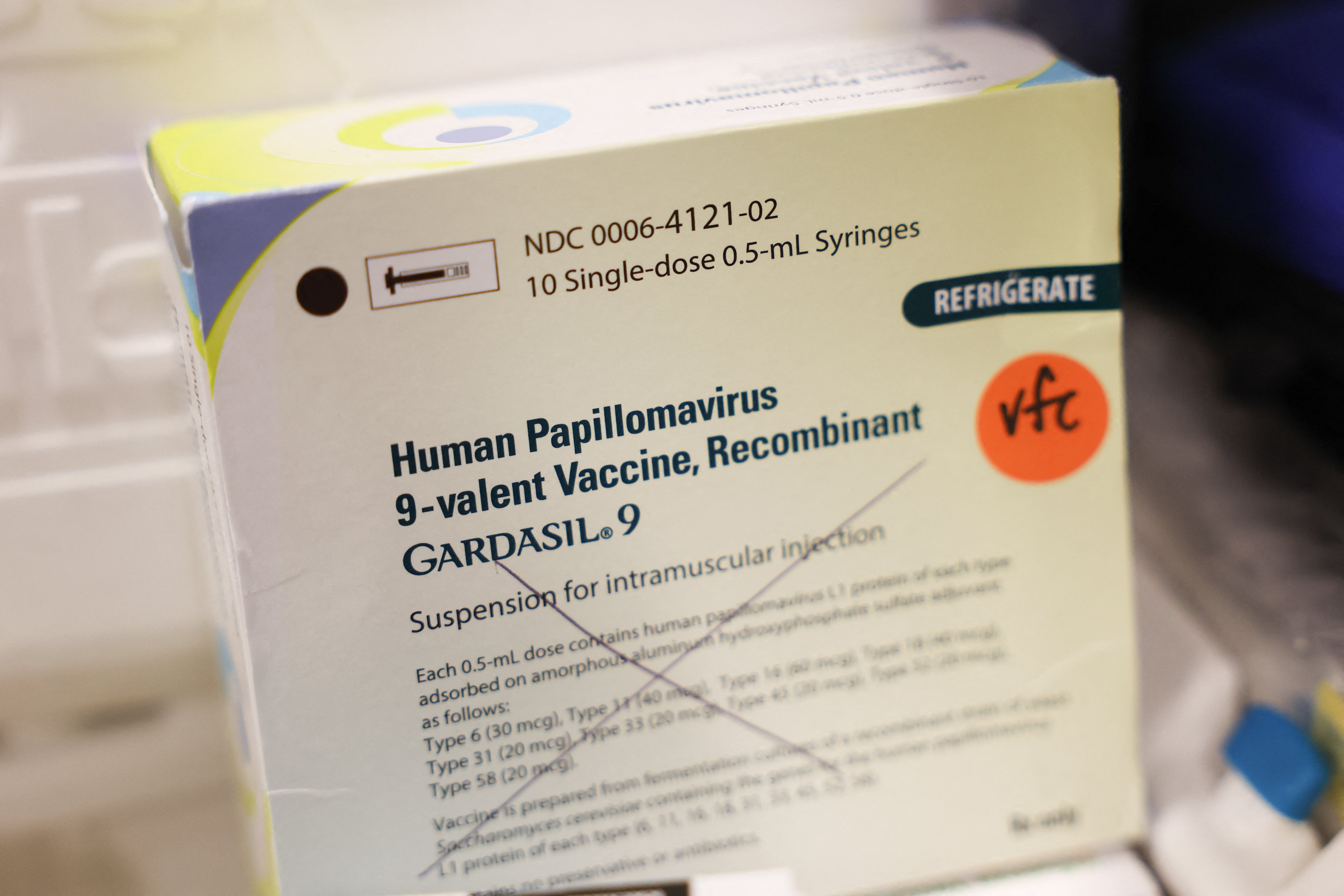 A box of Gardasil 9 human papillomavirus virus (HPV) vaccine is kept in cold storage during an immunisation event (AFP/Getty)