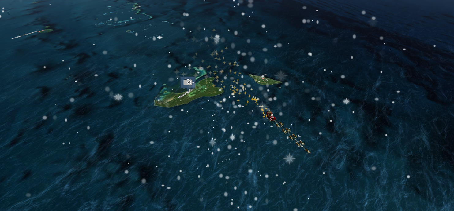 Santa is currently passing through the South Pacific