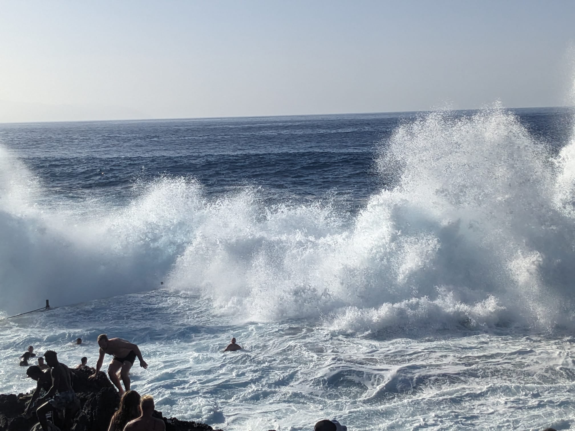 <p>A natural pool in Los Gigantes, Tenerife, being hit by large waves on December 7</p>