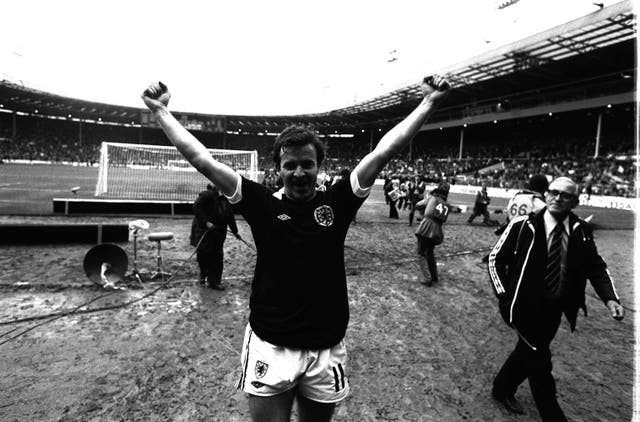 <p>John Robertson scored from the penalty spot as Scotland beat England 1-0 at Wembley in May 1981 (PA)</p>