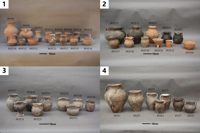<p>Pottery assemblages found at the Chinese Mogou archaeological site</p>